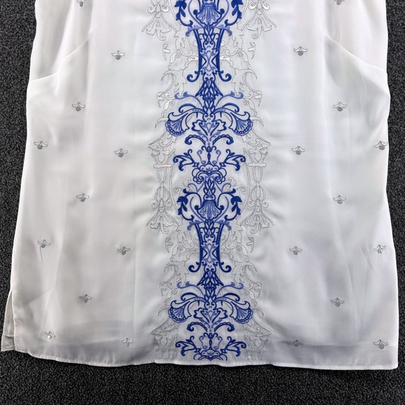 White House Black Market Embroidered V Neck‎ Sleeveless Flowy Tank Top XS Office - Picture 6 of 9